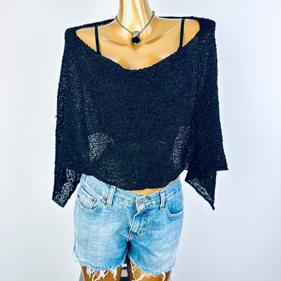 Vintage y2k grunge draped cowl knit sweater top - Picture 1 of 6